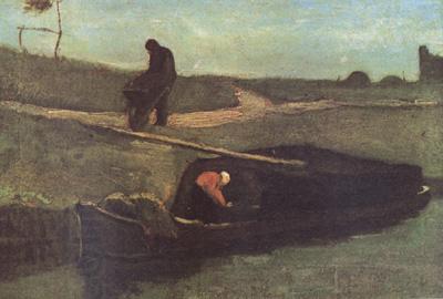 Vincent Van Gogh Peat Boat with Two Figures (nn04) China oil painting art
